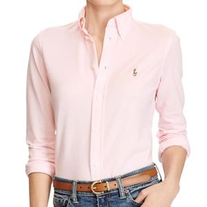 Polo Ralph Lauren Pink Knit Cotton Oxford Shirt